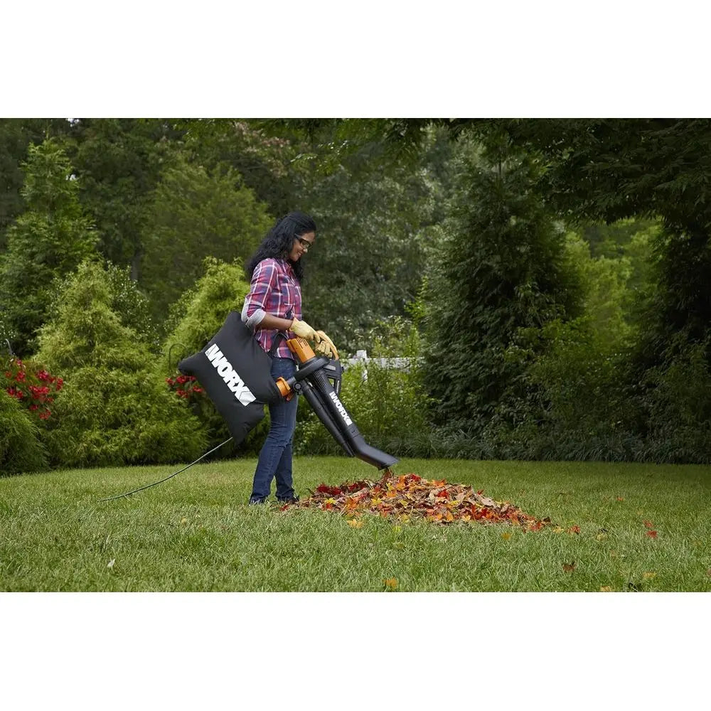 WG509 12 Amp Trivac, 3 in 1 Electric Leaf Blower, Leaf Vacuum & Leaf Mulcher for Lawn Care