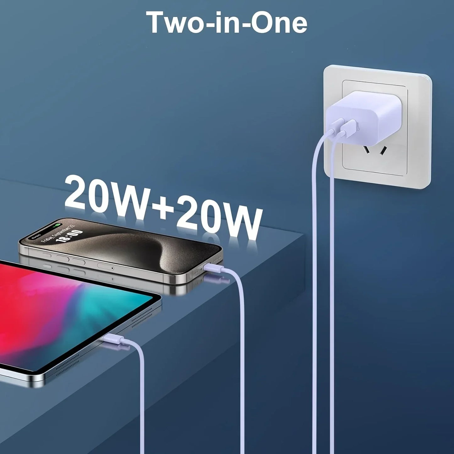 SANPRIO 2Pack 40W Dual USB C Charger IPhone 15 Pro