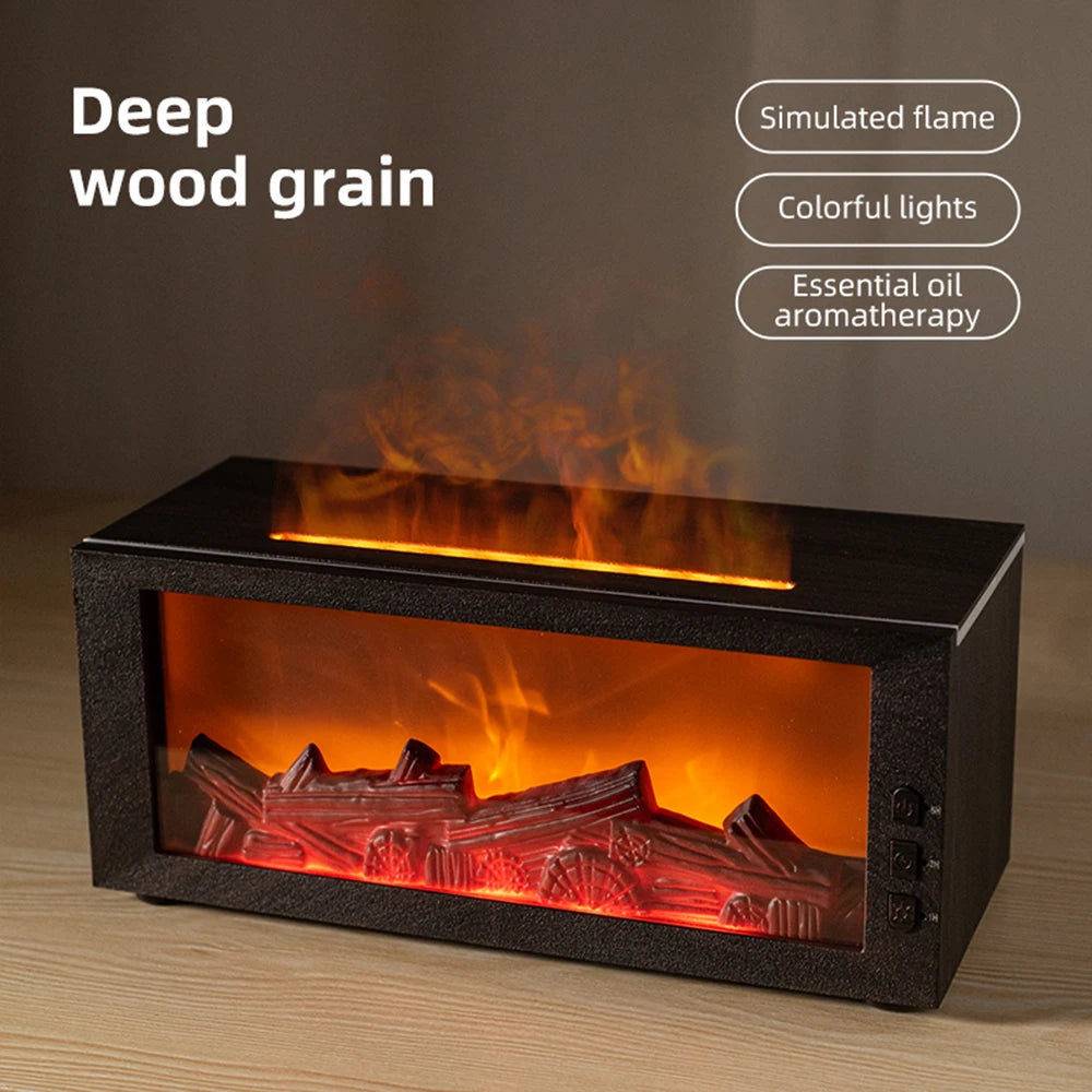 2025 Aromatherapy Ultrasonic Humidifier Essential Oil Diffuser for Home Cool Mist Electronics Night Light realistic flame