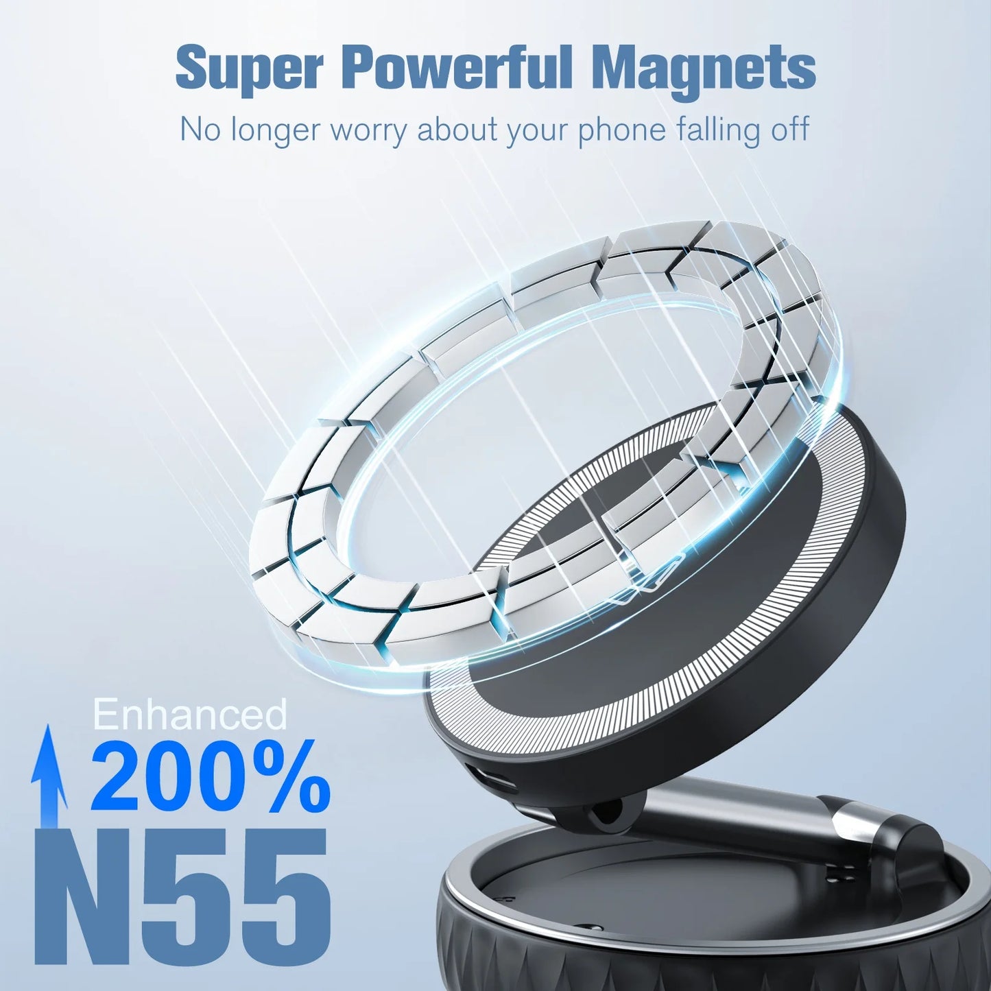 15W Wireless Car Charger Phone Holder N55 Magnetic Rotatable