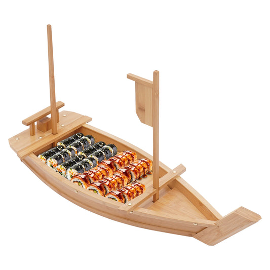 Bamboo Sushi Boat Serving Tray For Parties And Buffets