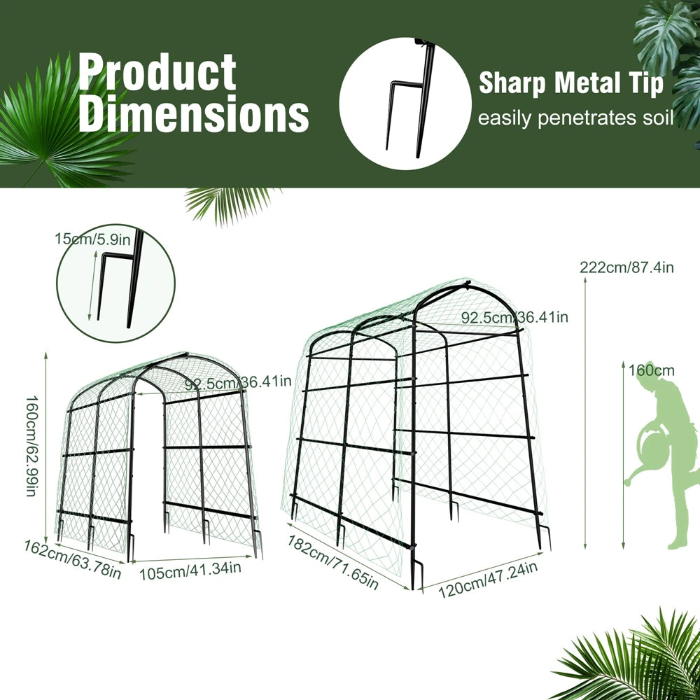 U-Shaped Metal Tall Garden Plant Trellis Grow Support Frame for Climbing Plants Vegetables