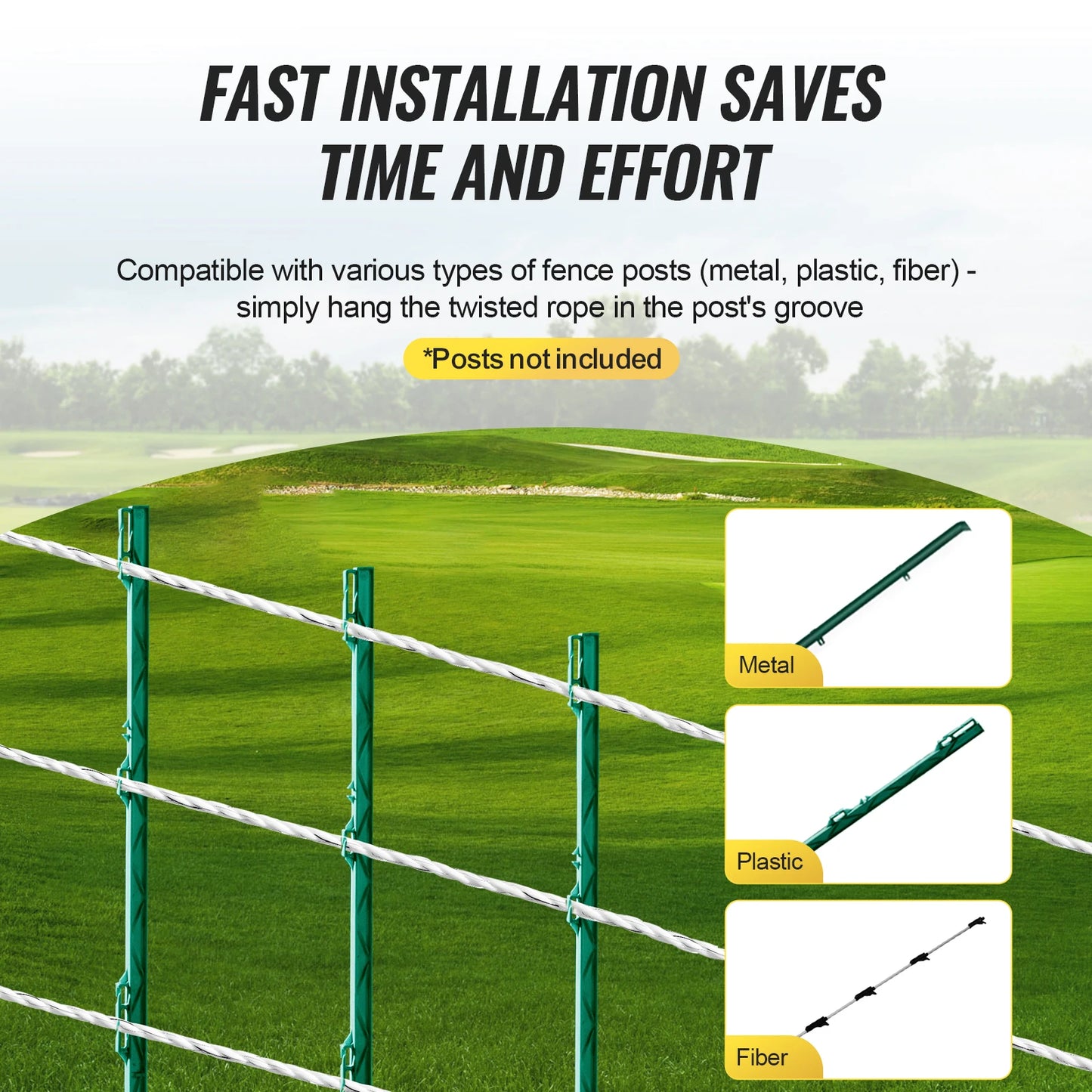 VEVOR Electric Fence Wire Polywire 6 Strands for Horse Fence