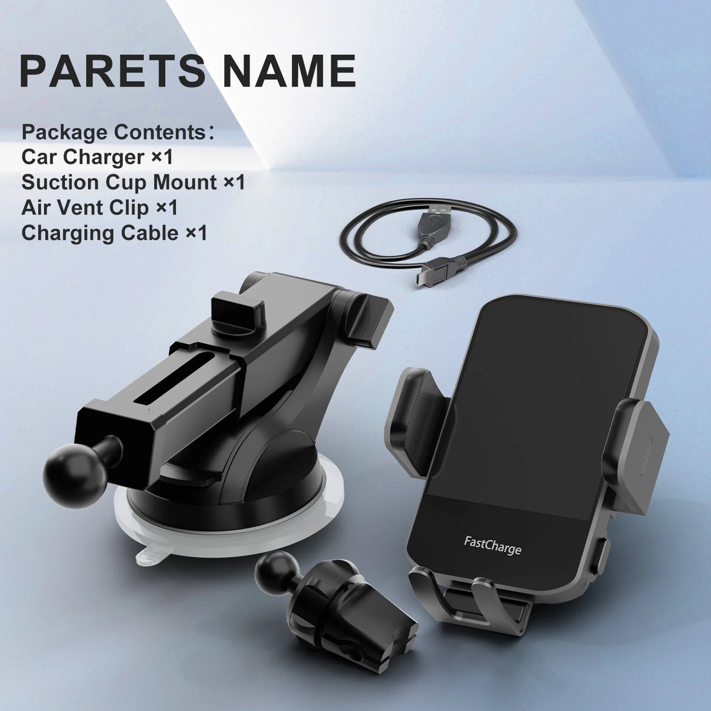 Wireless Car Charger Mount 15W Fast Charge iPhone And Galaxy