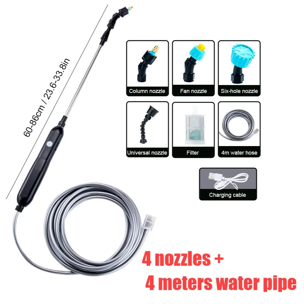Portable Electric Garden Sprayer With Telescopic Handle And Nozzles