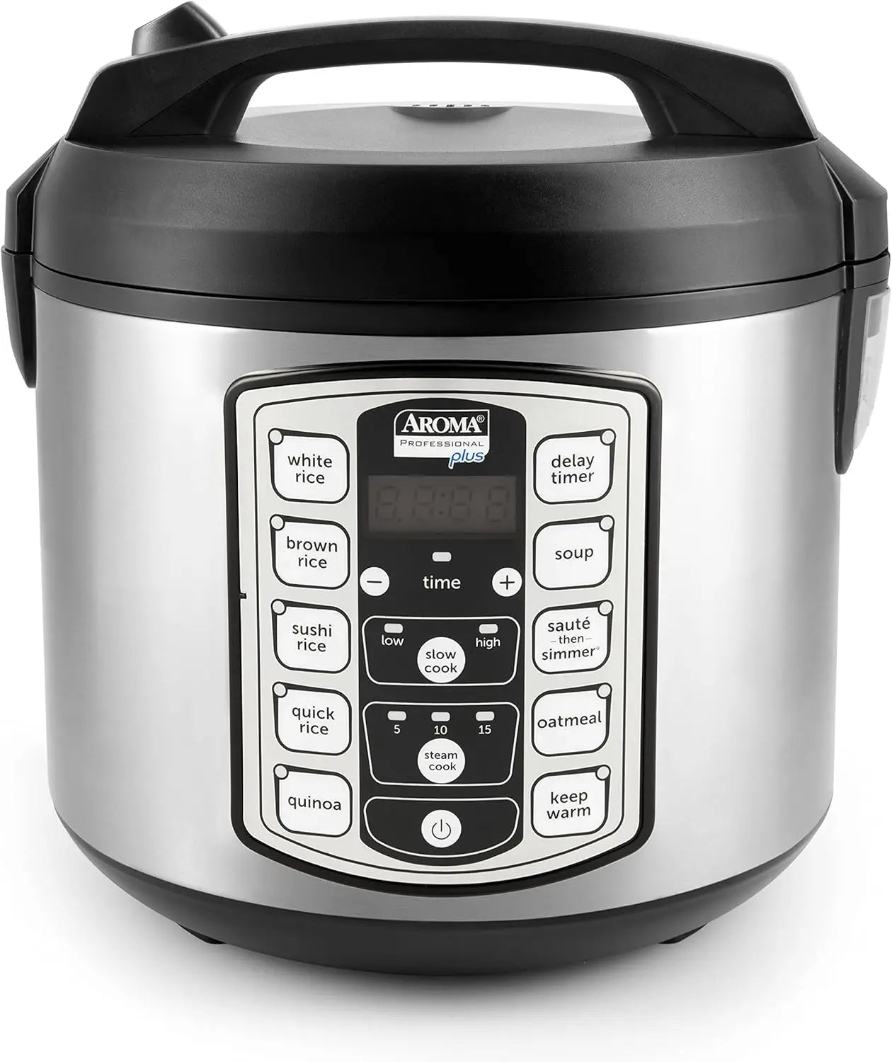 20-Cup Digital Rice Cooker with Steamer & Slow Cooker Functions, Stainless Steel Exterior, Nonstick Pot