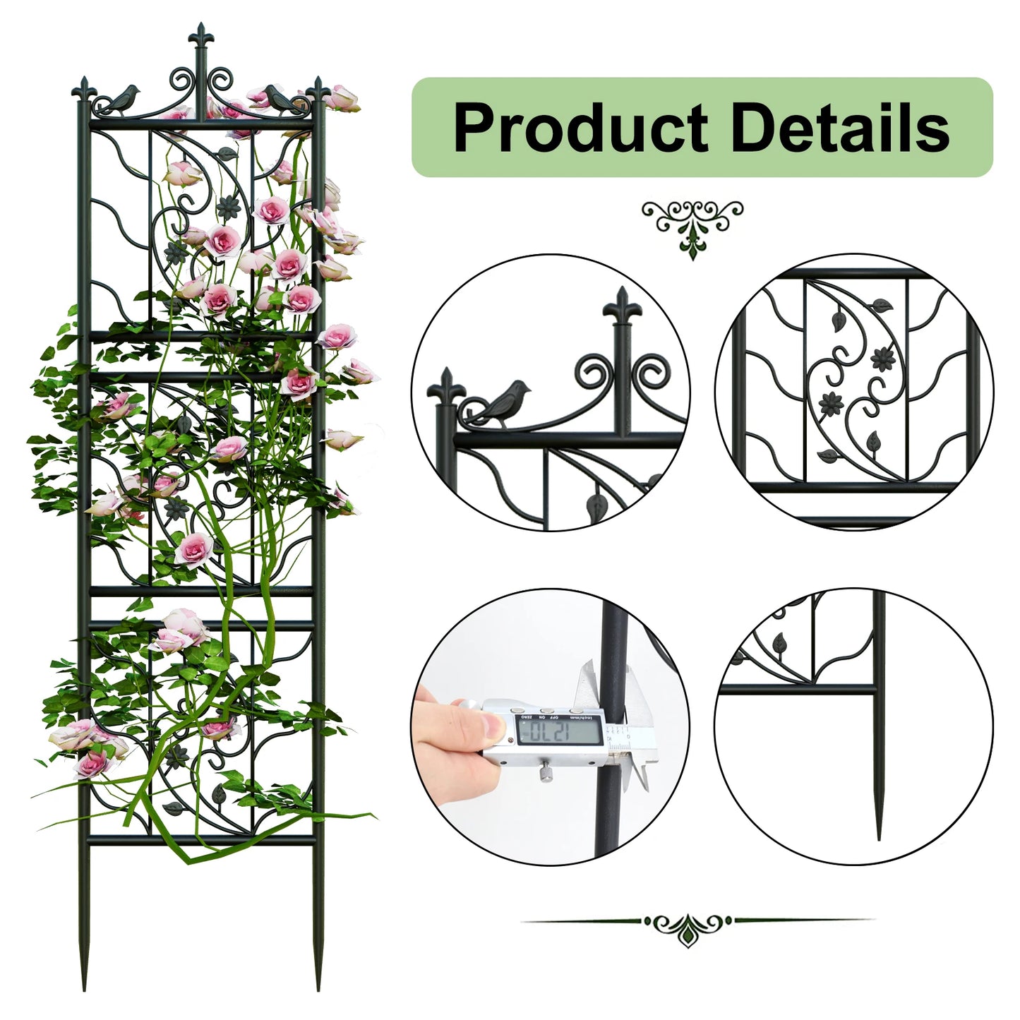 Powder Coated Iron Garden Trellis Fence Set Of 2 Outdoors
