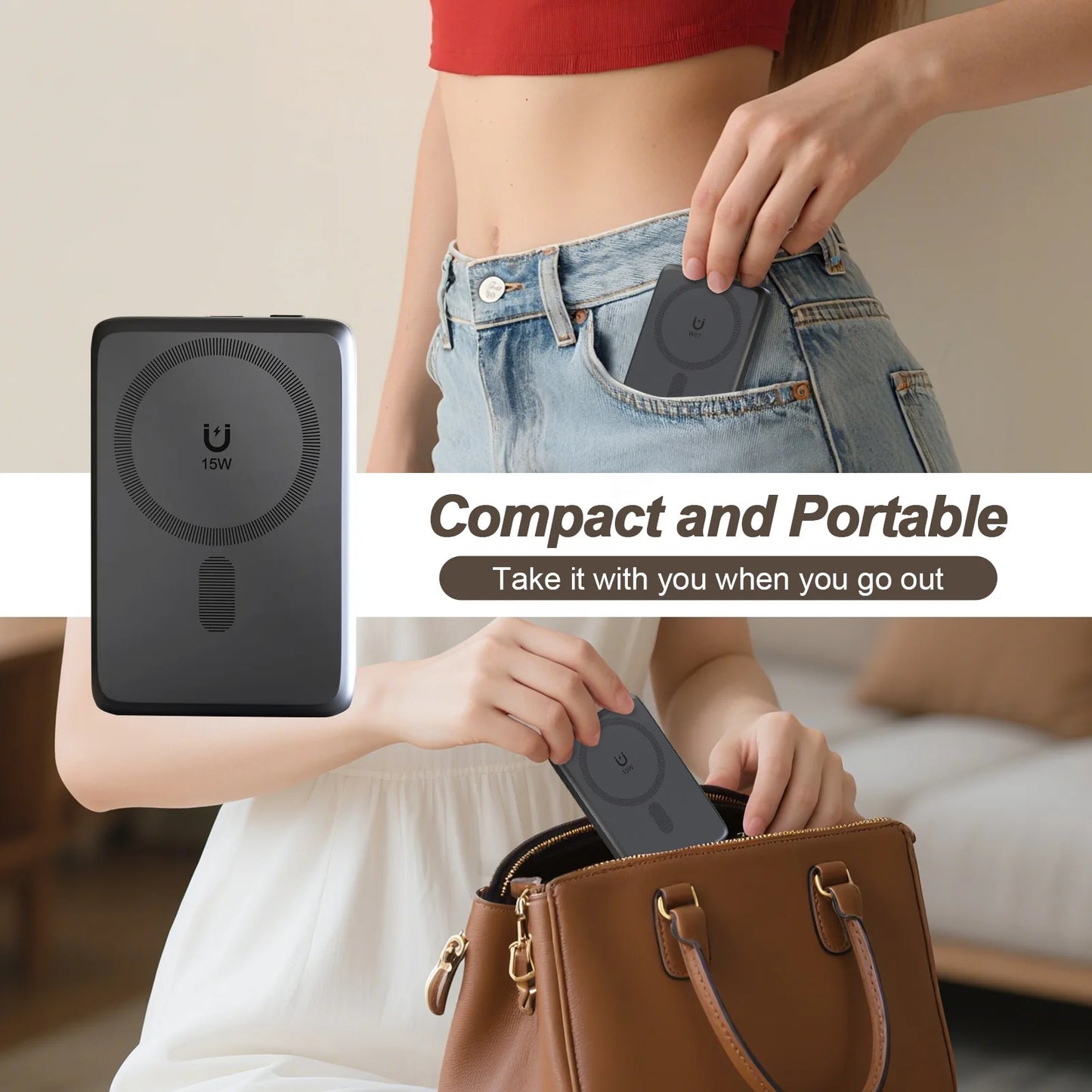 Magnetic Wireless Charging Station 10000W Power Bank 3-In-1