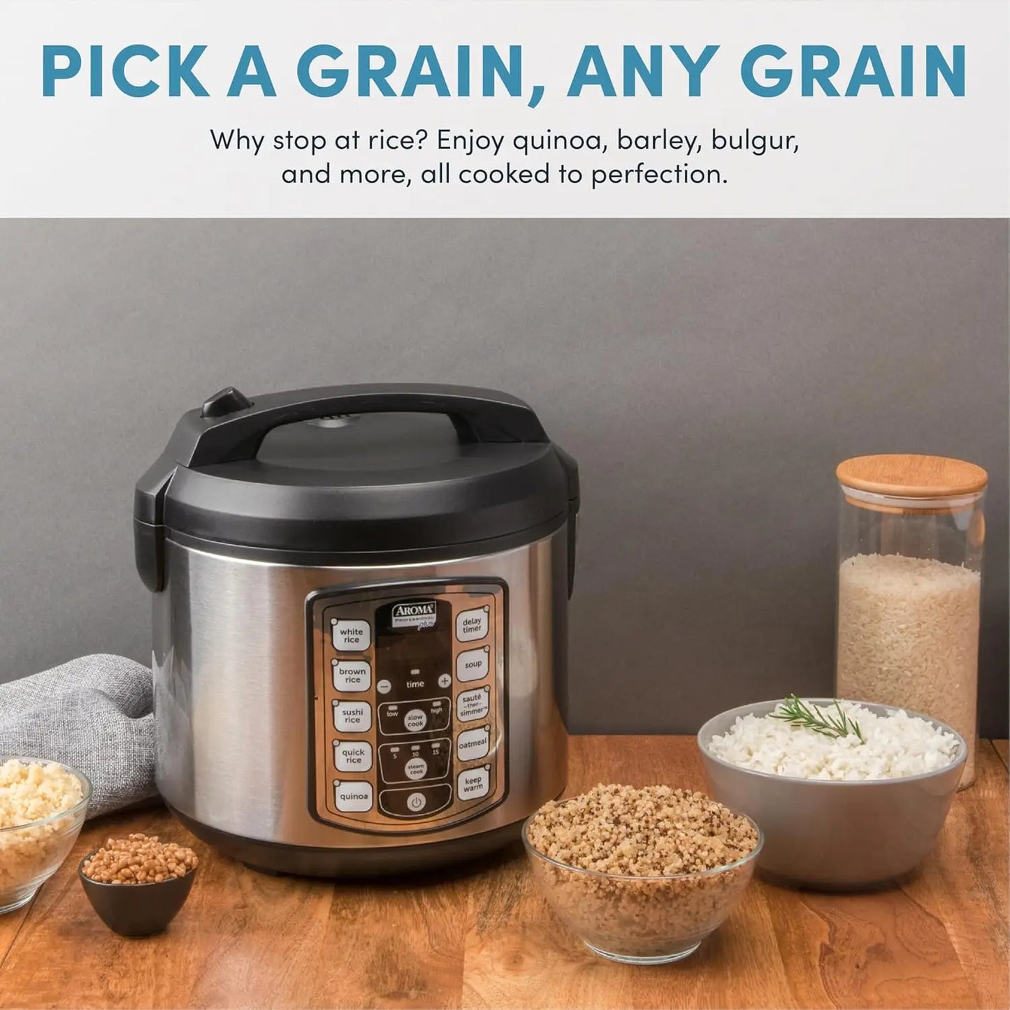 20-Cup Digital Rice Cooker with Steamer & Slow Cooker Functions, Stainless Steel Exterior, Nonstick Pot