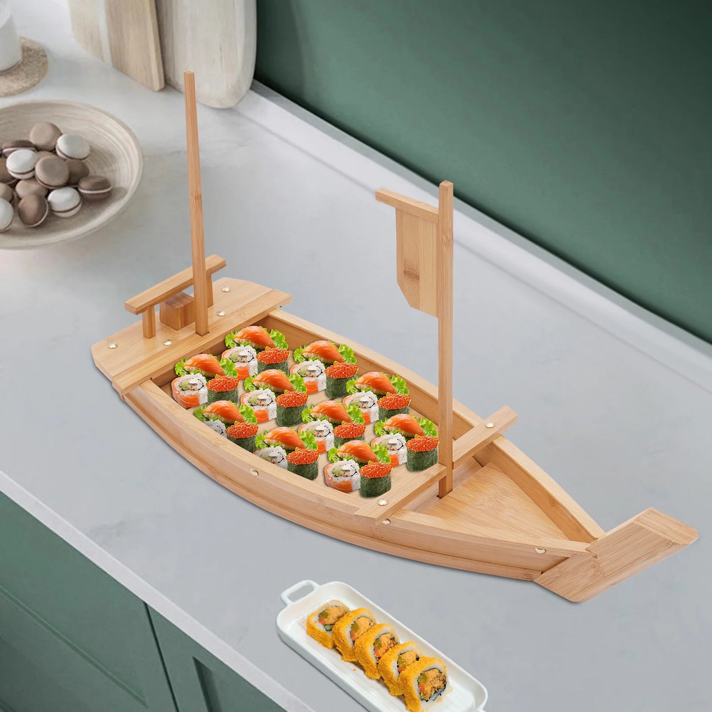 Bamboo Sushi Boat Serving Tray For Parties And Buffets