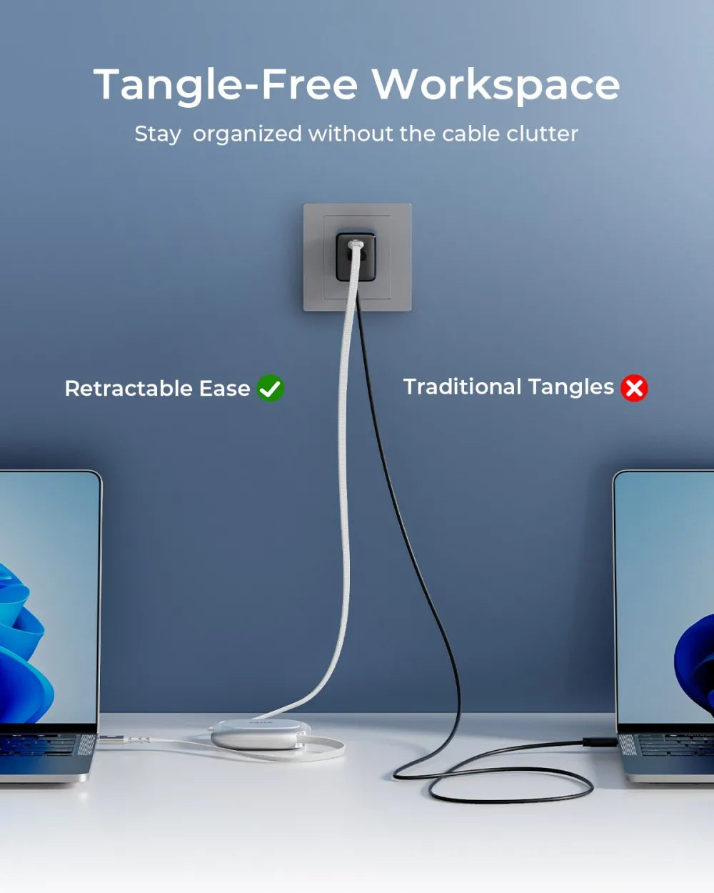 TALIX 240W Retractable USB C Cable 3.94Ft PD 3.2 Fast Charging USB C to USB C Cable Travel Charger Cable Mini Phone Charger Cord