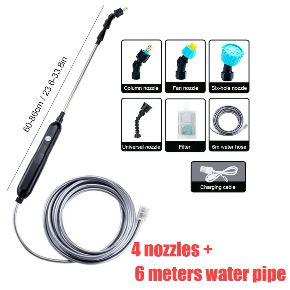 Portable Electric Garden Sprayer With Telescopic Handle And Nozzles
