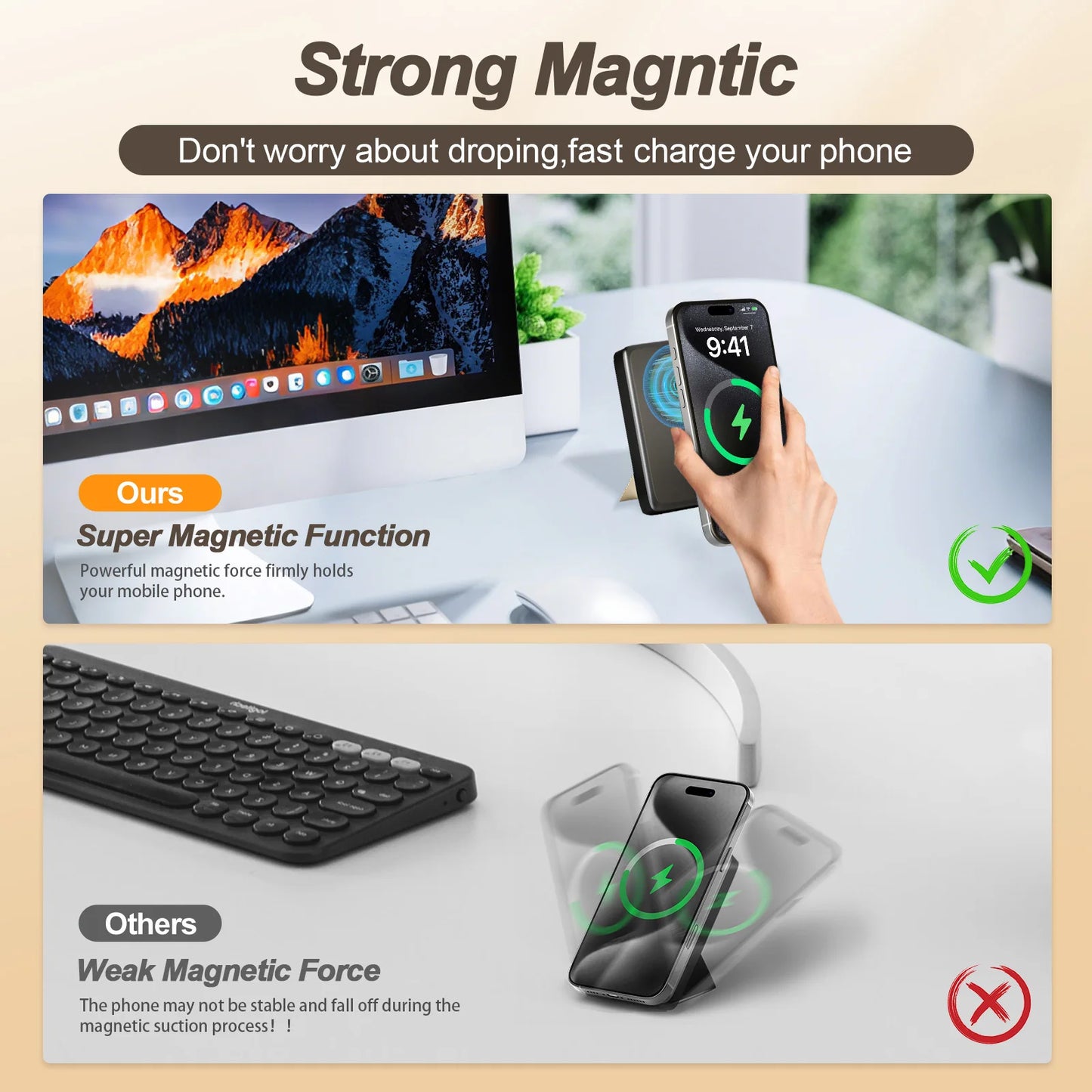 Magnetic Wireless Charging Station 10000W Power Bank 3-In-1