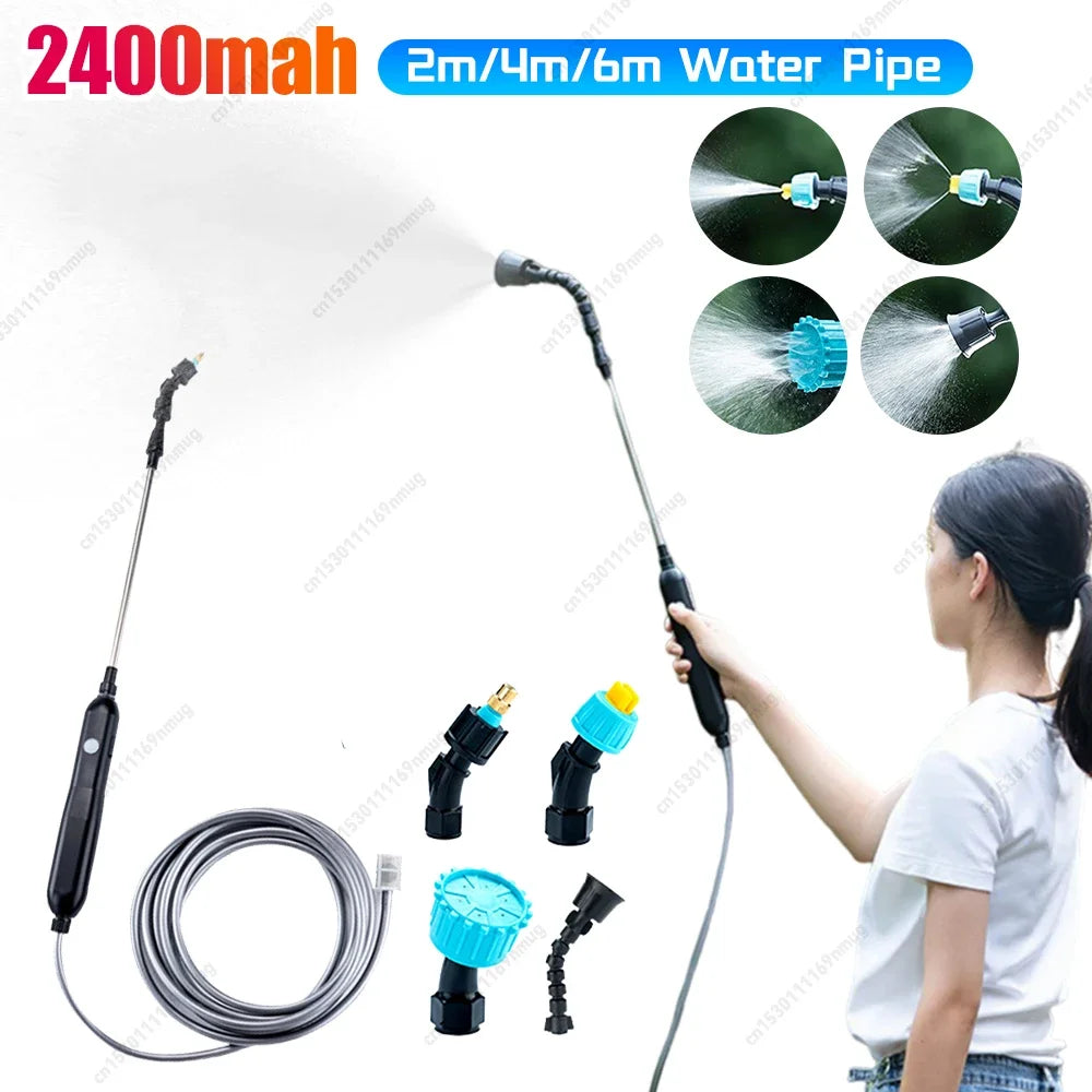 Portable Electric Garden Sprayer With Telescopic Handle And Nozzles
