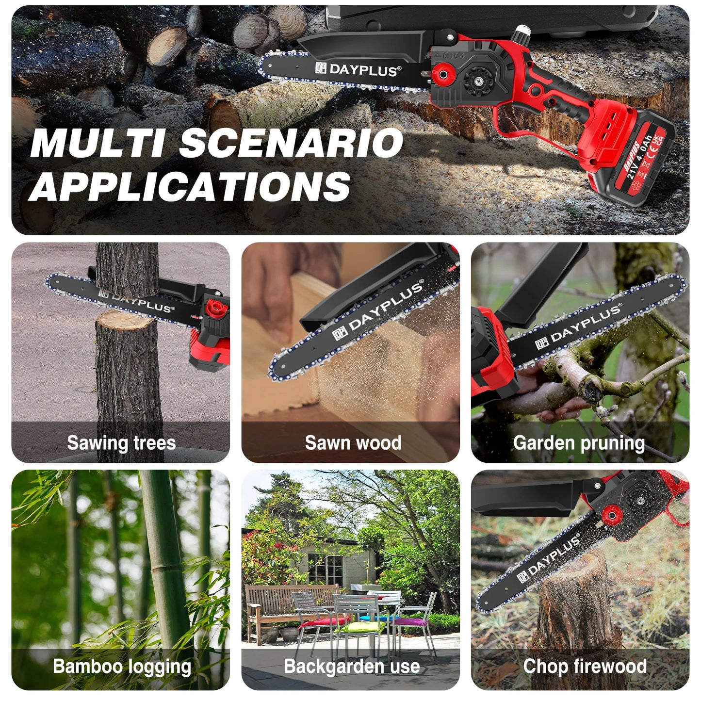 DayPlusCutting Brushless Mini Cordless Chainsaw For Garden Tasks
