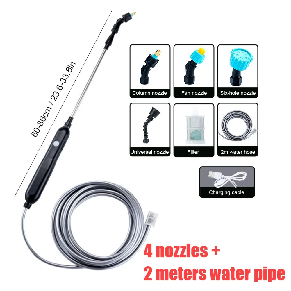 Portable Electric Garden Sprayer With Telescopic Handle And Nozzles