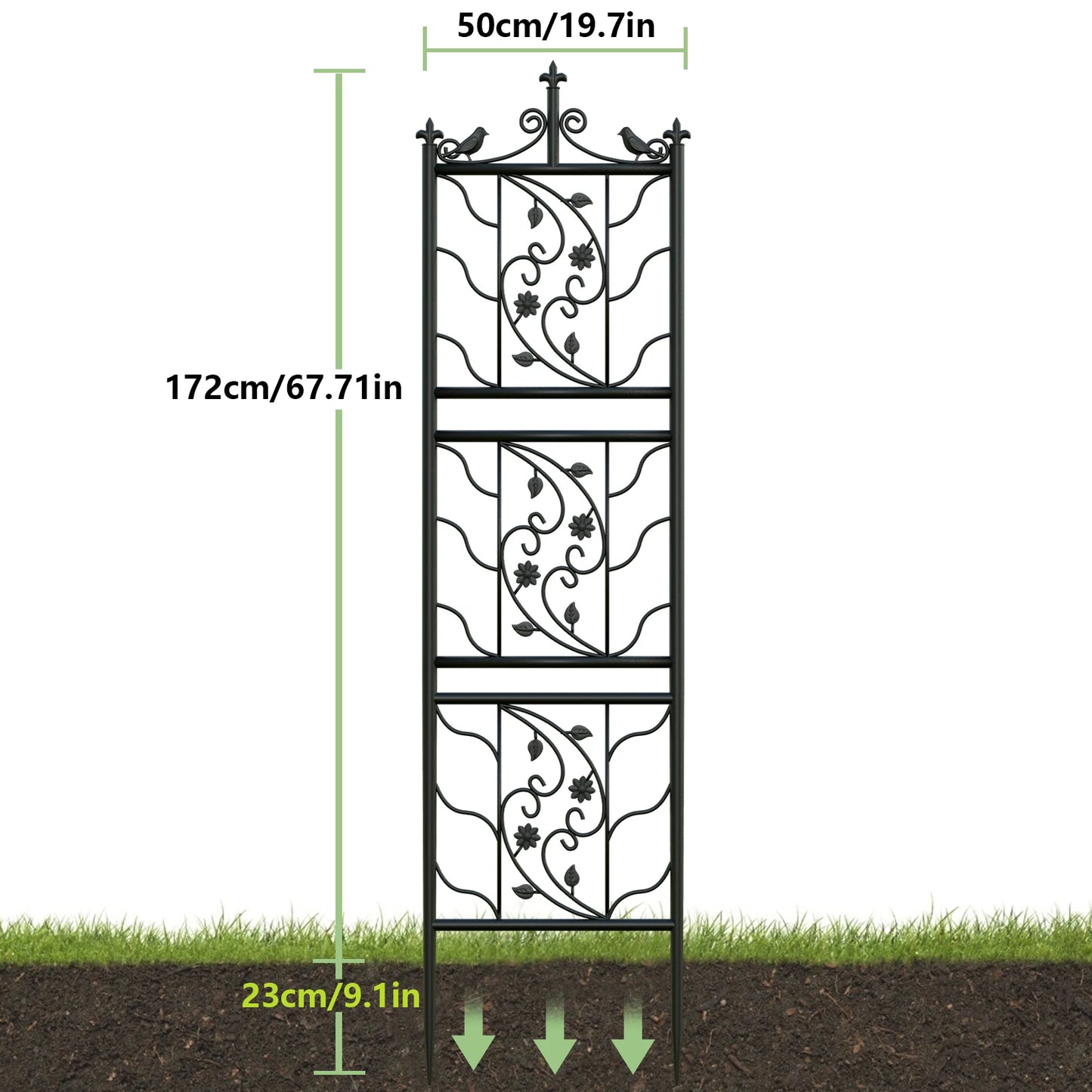 Powder Coated Iron Garden Trellis Fence Set Of 2 Outdoors