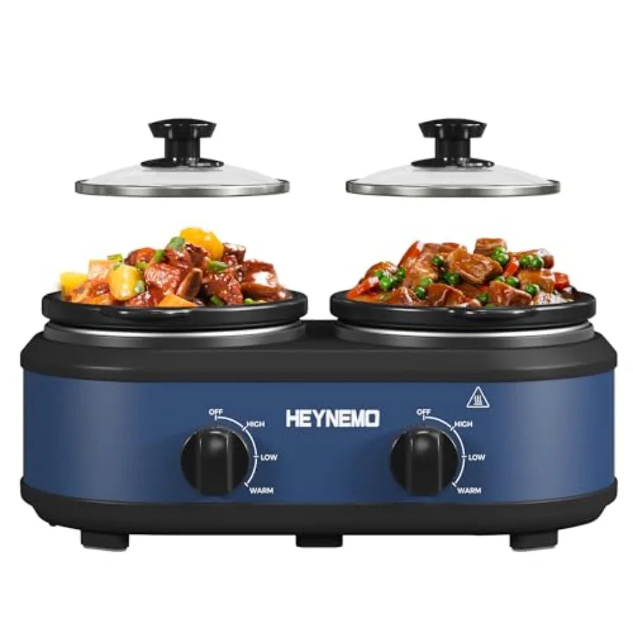 Double Slow Cooker Buffet Servers and Warmers Dual 2 Pot Slow Cooker Food Warmer with Adjustable Temperature Dishwasher Safe Re