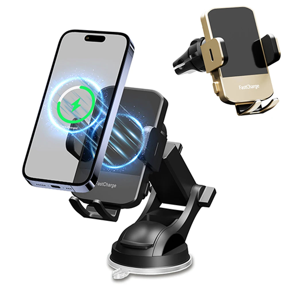 Wireless Car Charger Mount 15W Fast Charge iPhone And Galaxy