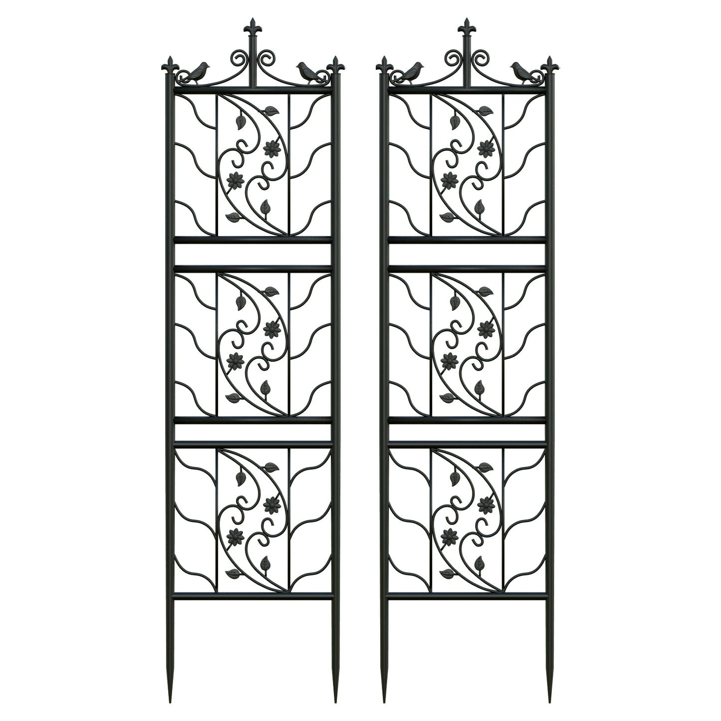 Powder Coated Iron Garden Trellis Fence Set Of 2 Outdoors