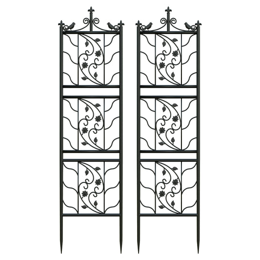 Powder Coated Iron Garden Trellis Fence Set Of 2 Outdoors